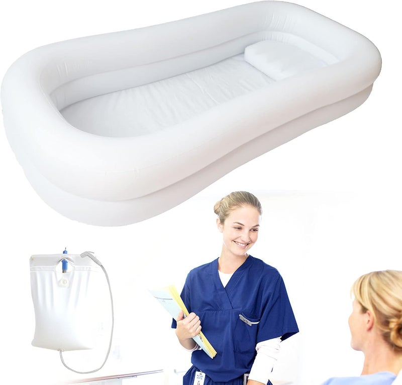 WUEURU Medical Inflatable Bathtub,Portable Medical Inflatable Bathtub with Electric Air Pump for Bedridden Patients,Shower Bed for Seniors Pregnant Disabled Elderly Handicapped - Image 2